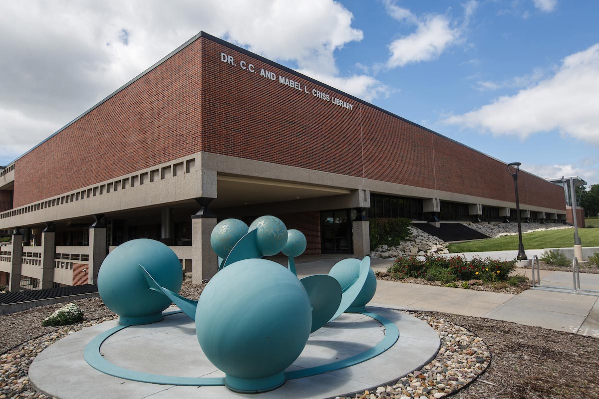 Criss Library east entrance artwork