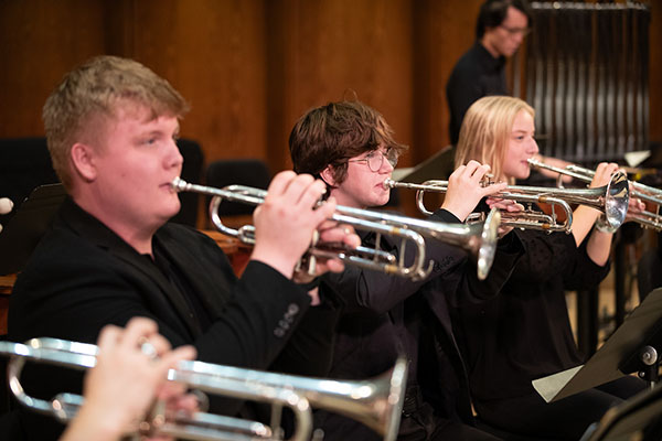 The UNO Symphonic Wind Ensemble performs in Strauss Performing Arts Center