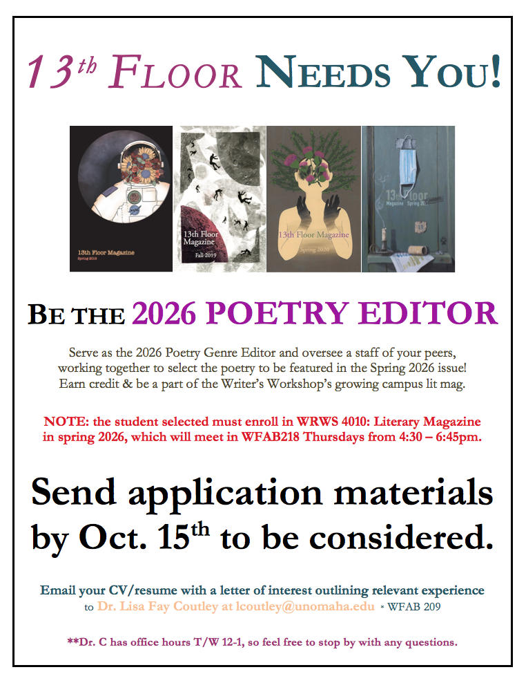 13th Floor Magazine Poetry Editor Poster