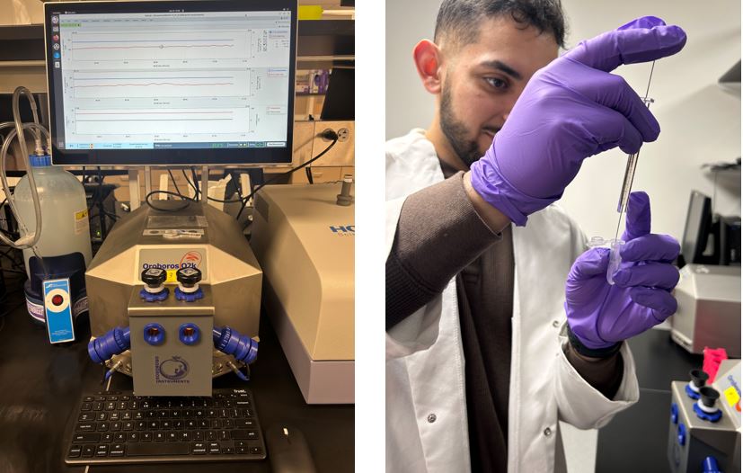 Oroboros respirometry machine and researcher.