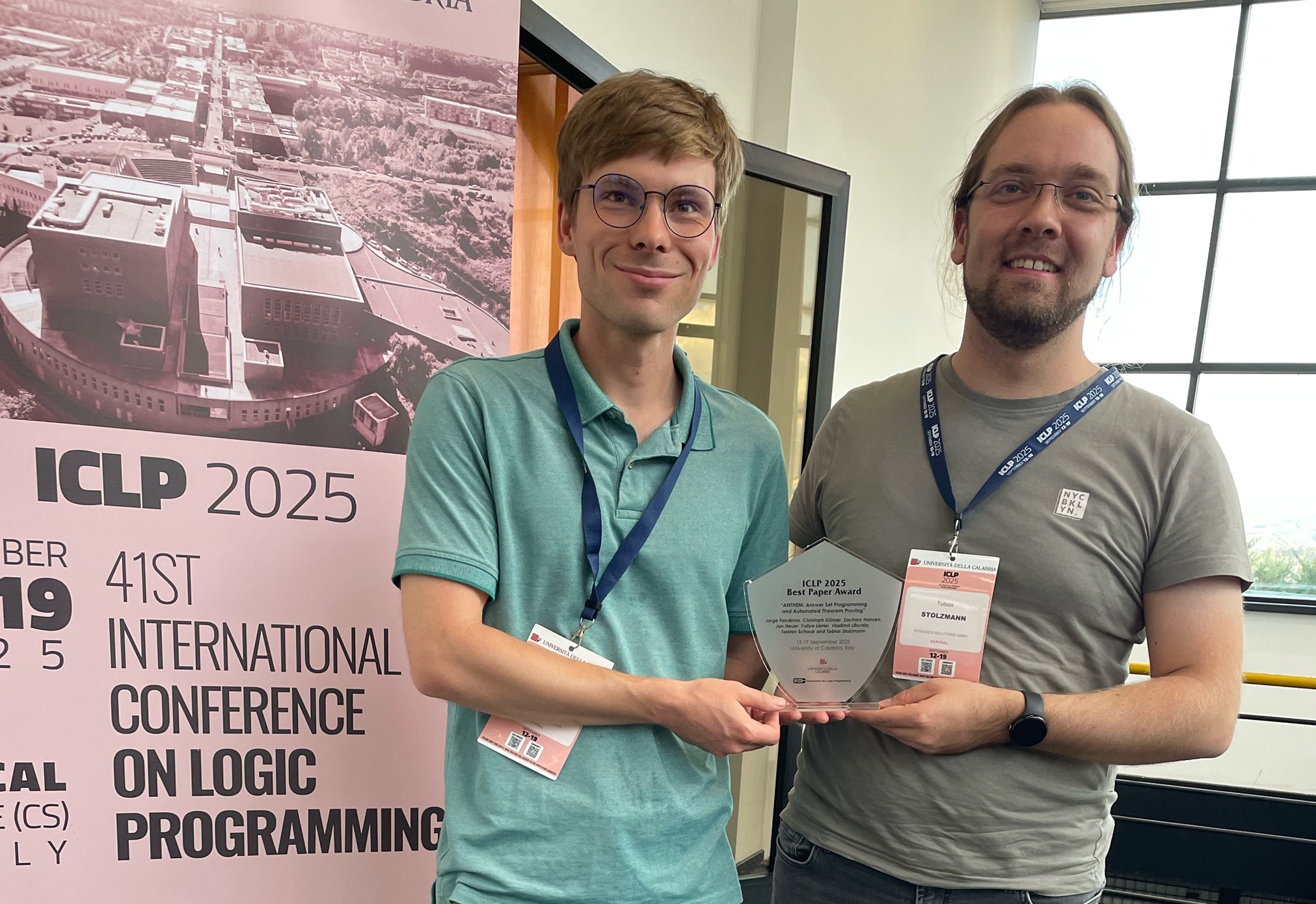 2025 ICLP Best Paper Award certificate photo