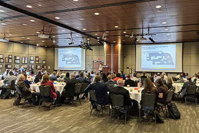 Director Josie Gatti Schafer presenting at the Nebraska Department of Economic Development 6 Regions, One Nebraska Metropolitan Region meeting