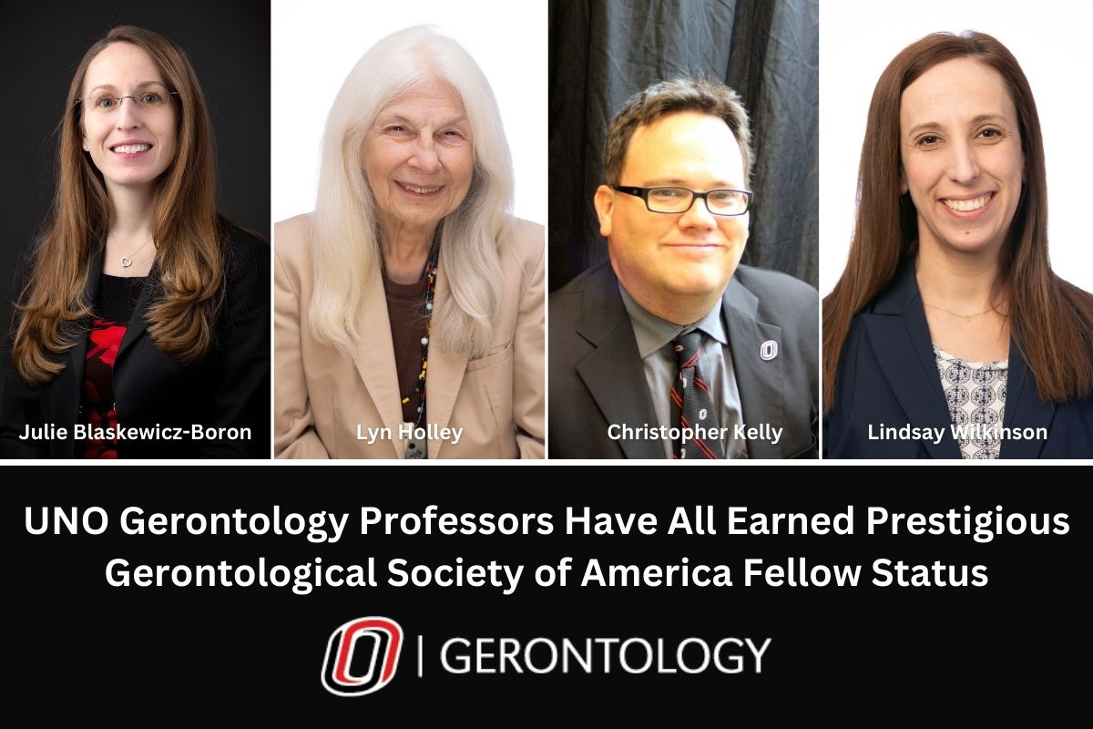 Pictures of four faculty who have earned fellowship status, from left to right, Julie Blaskewicz Boron, Lyn Holley, Christopher M. Kelly and Lindsay Wilkinson