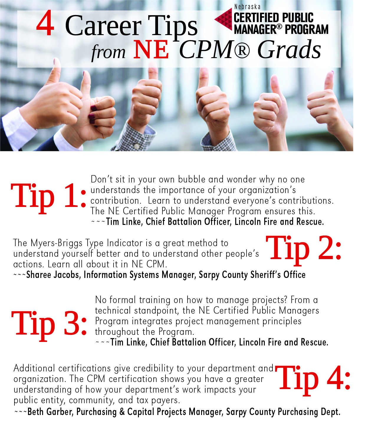 list of tips from cpm graduates