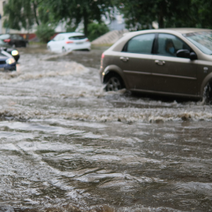 flood waters and car