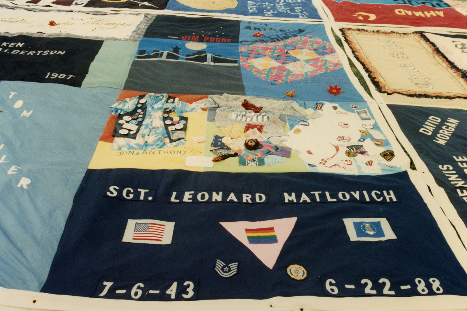 Section of the AIDS Memorial Quilt, 1987. From the Terry Sweeney and Pat Phalen Papers.