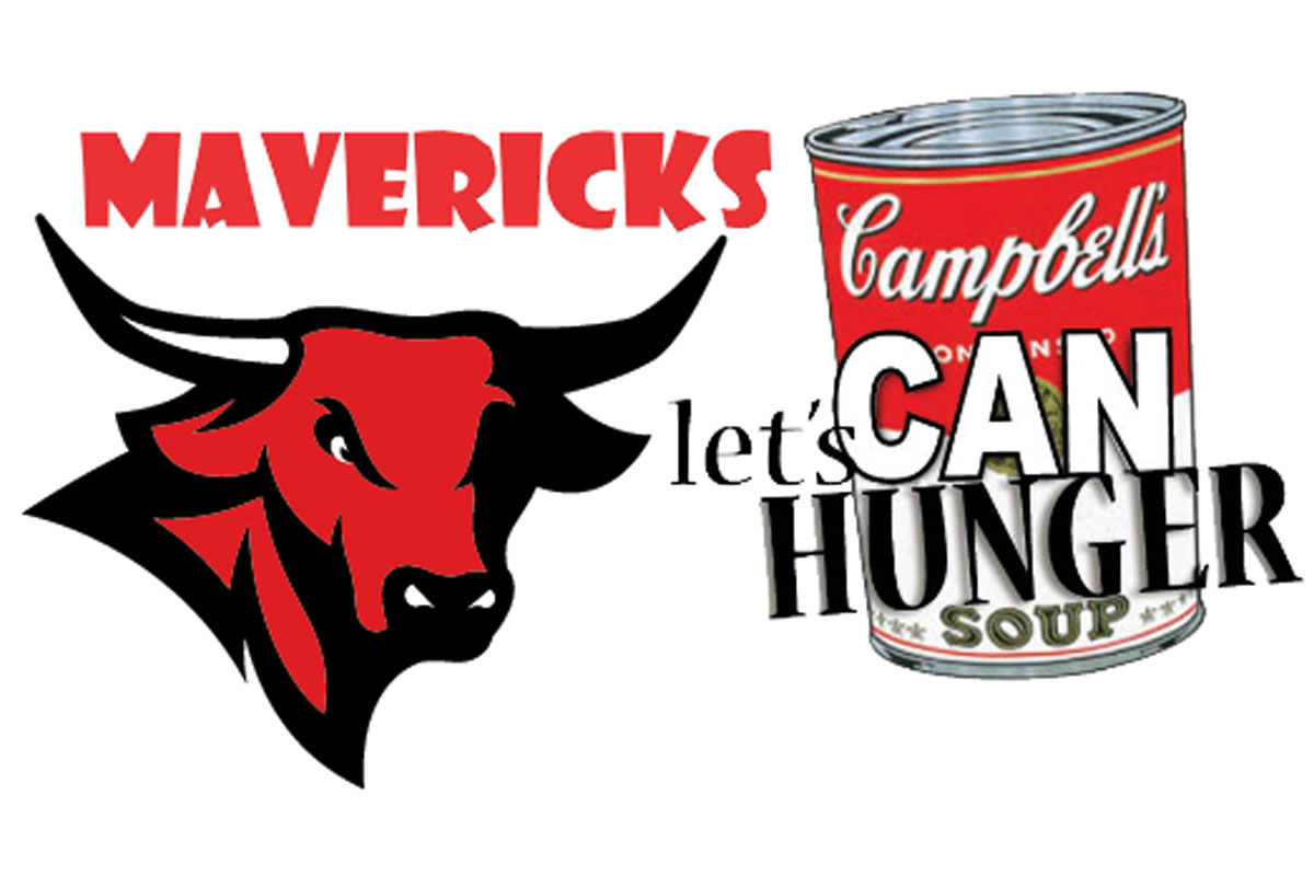 a graphic of the durango logo and next to it a graphic of a soup can with the words 'let's can hunger' in front of the can.