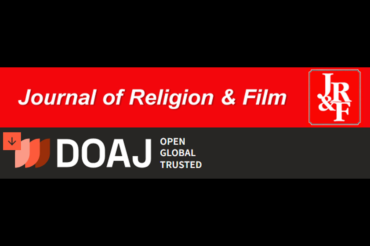 a black background the the logos for the journal of religion and film and the Directory of Open Access Journals