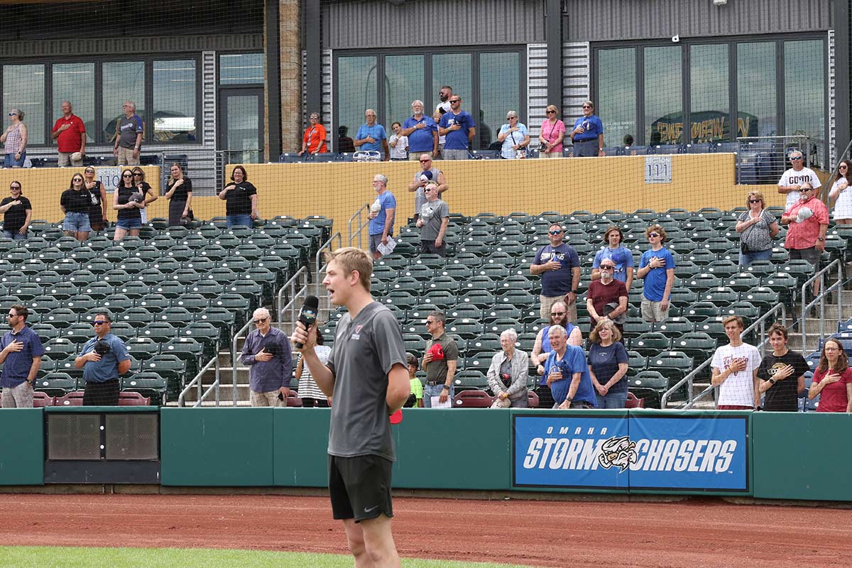 Tyler Thieman singing the national anthem