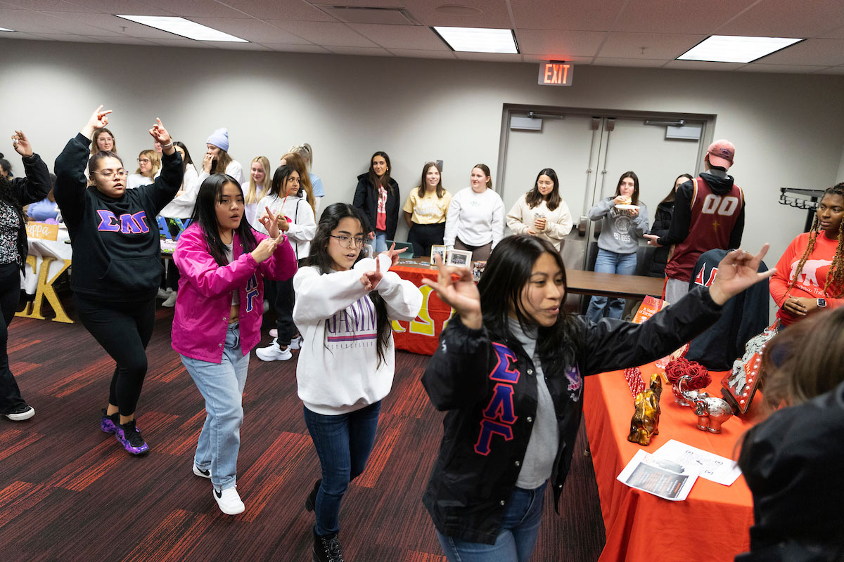 Students attend the Meet the Greeks event during Durango Days.