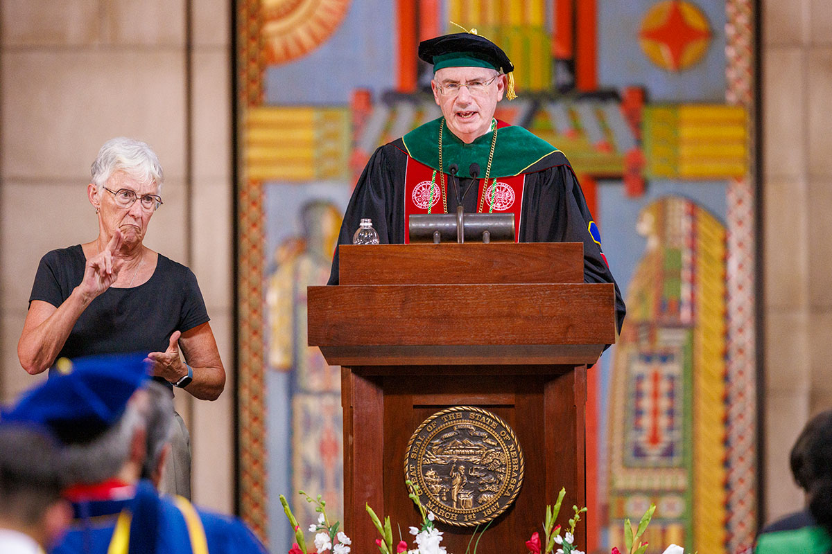 Jeffrey P. Gold, M.D., speaking at the podium.