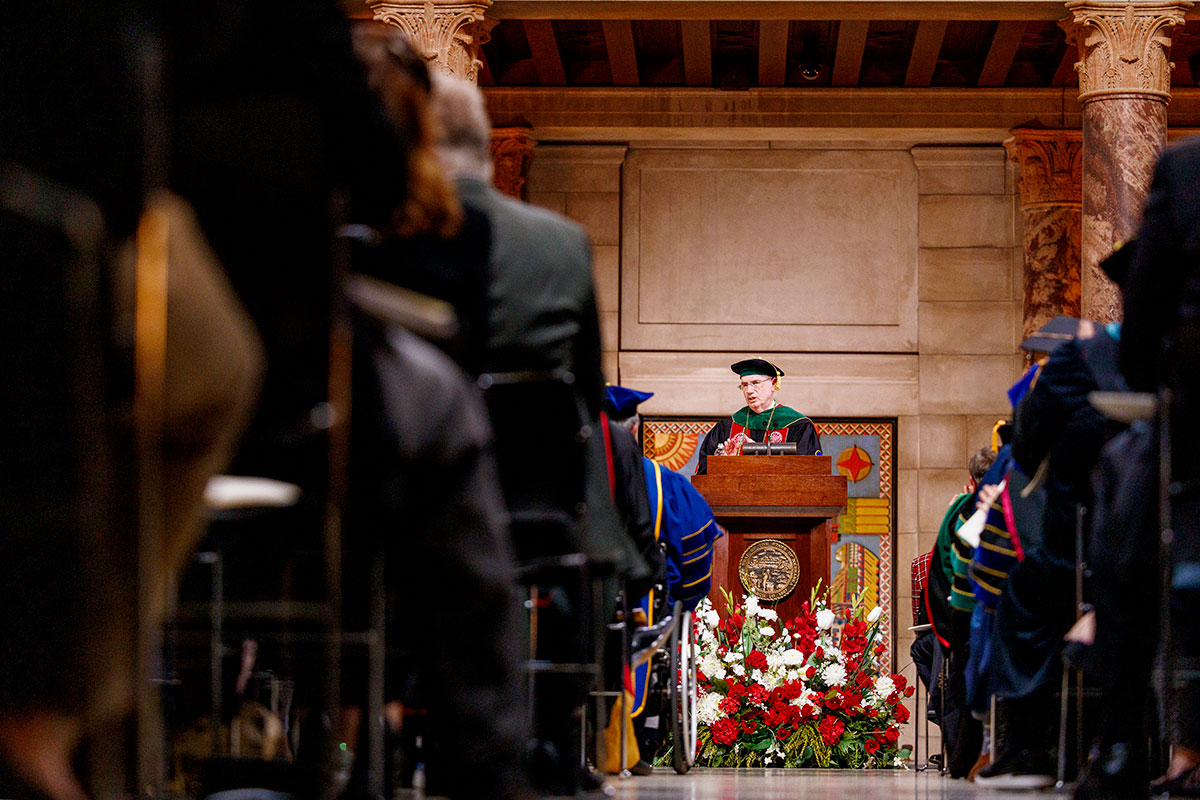 Jeffrey P. Gold, M.D., speaking at the podium.