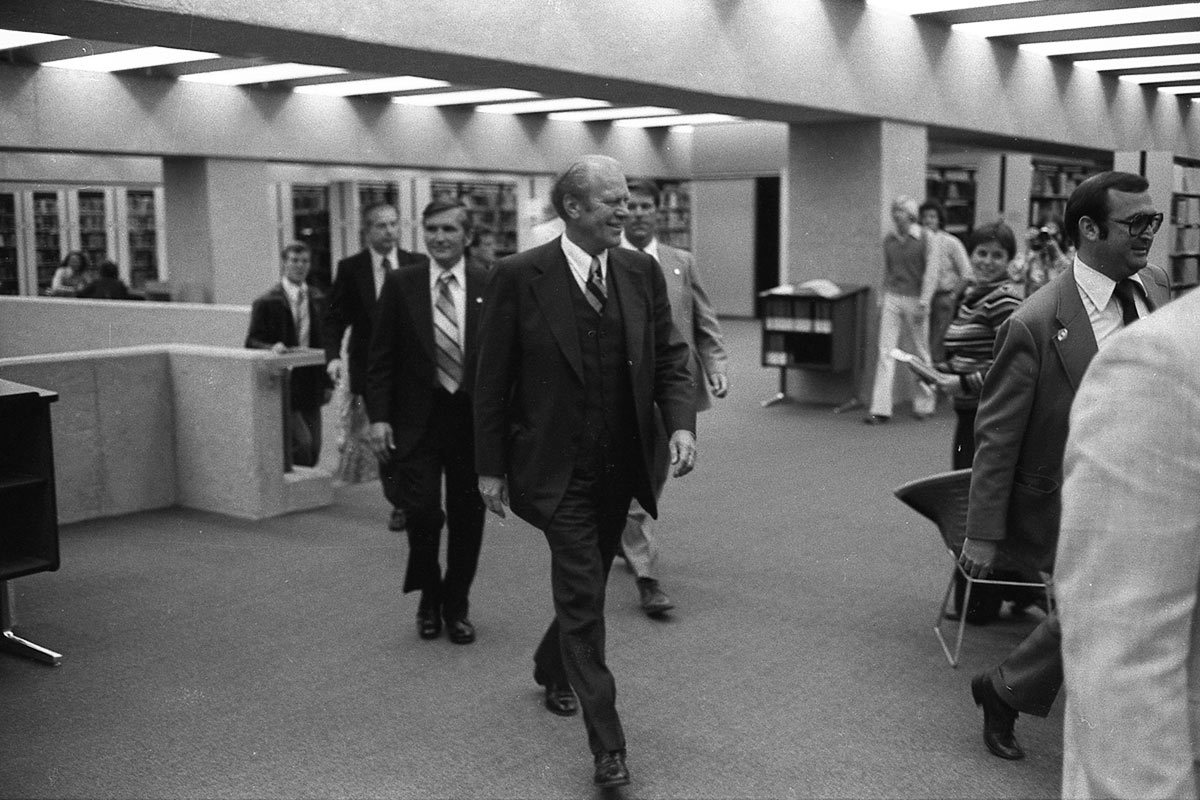 Former U.S. President Gerald Ford visited the library in 1977.