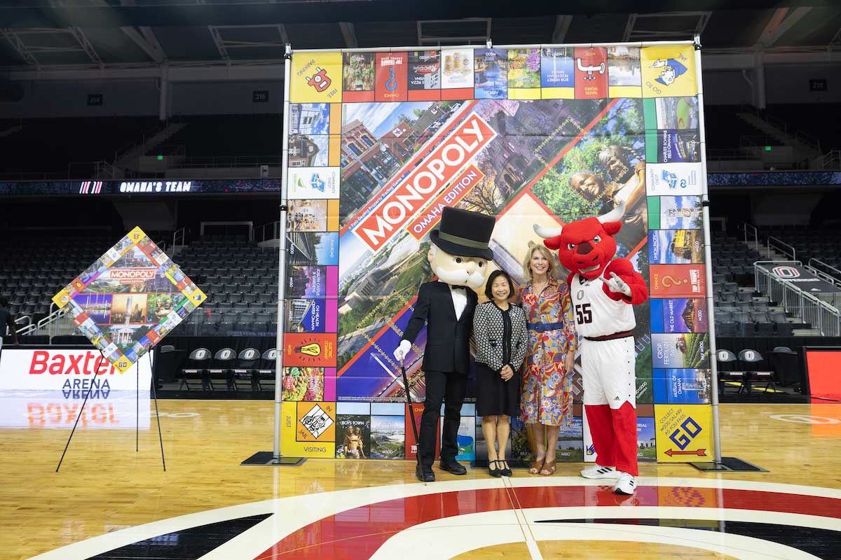 UNO Chancellor Joanne Li, Ph.D., CFA, and Omaha Mayor Jean Stothert at the Monopoly Launch Party