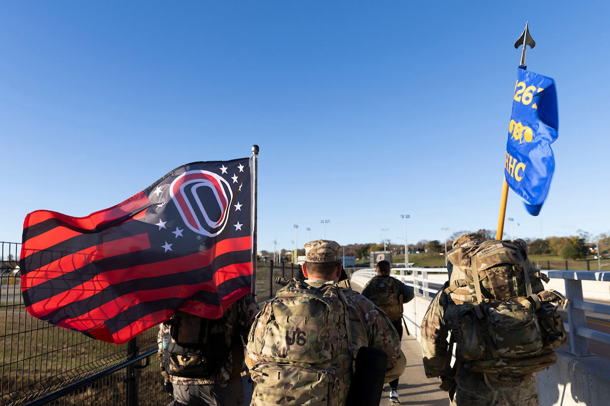 University of Nebraska at Omaha’s Office of Military and Veterans Services hosts the kickoff of the annual “The Things They Carry” Ruck March at Baxter Arena on November 19, 2024, in Omaha, Nebraska. 