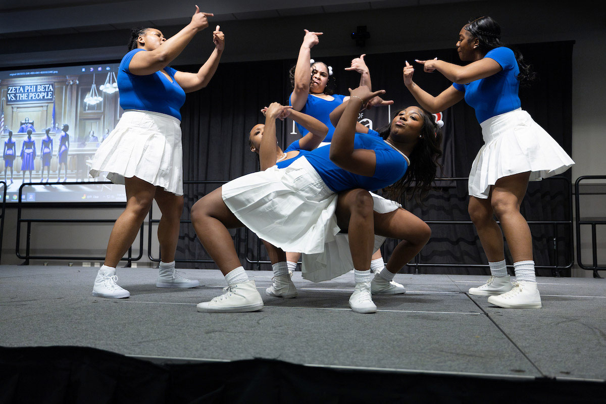 UNO students participate in the 2025 Divine Nine Stroll Off.