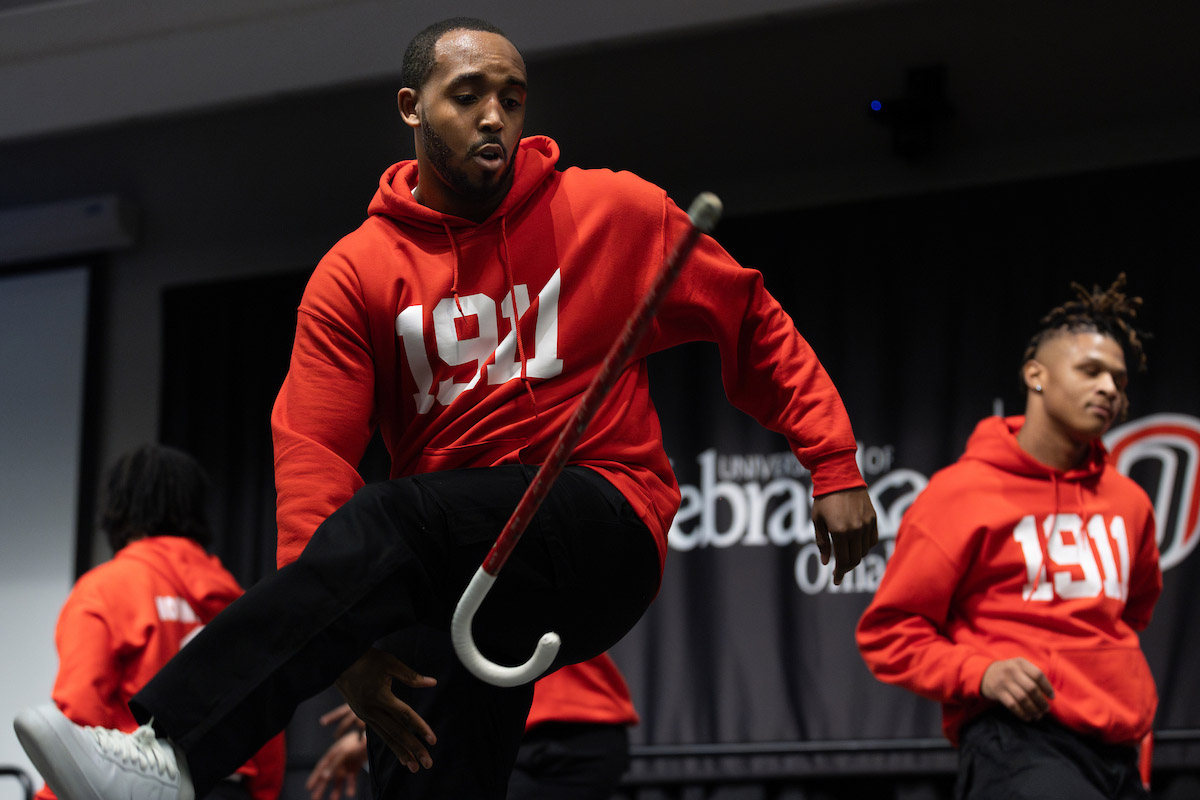 UNO students participate in the 2025 Divine Nine Stroll Off.