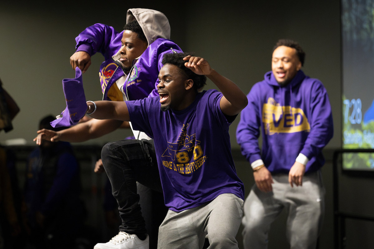 UNO students participate in the 2025 Divine Nine Stroll Off.