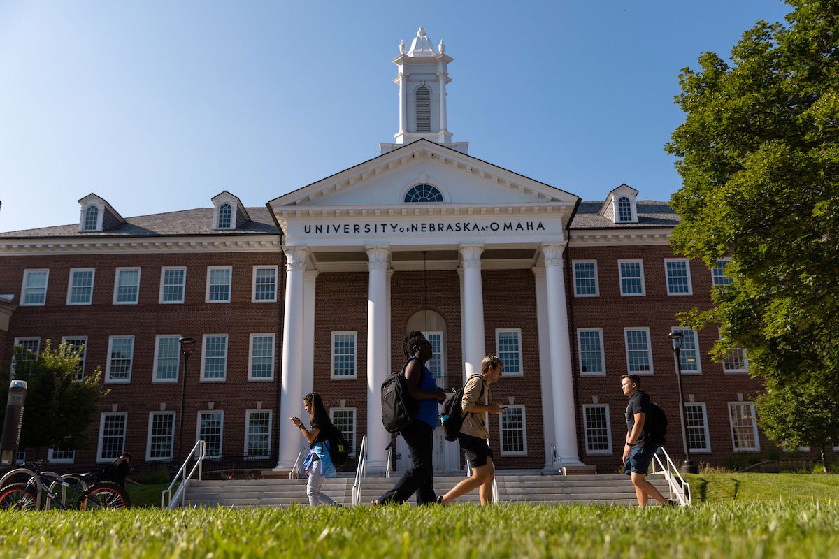 students walking on campus