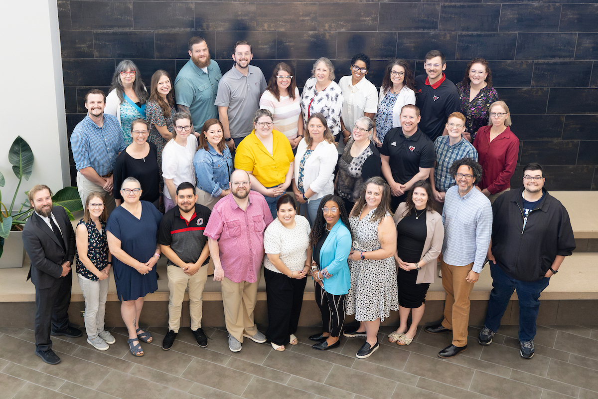 Members of the Staff Advisory Council have their photo taken on Tuesday, June 11, 2024, in the Barbara Weitz Community Engagement Center on the Campus of the University of Nebraska at Omaha in Omaha, Nebraska.