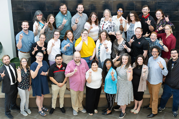 Members of the Staff Advisory Council have their photo taken on Tuesday, June 11, 2024, in the Barbara Weitz Community Engagement Center on the Campus of the University of Nebraska at Omaha in Omaha, Nebraska.