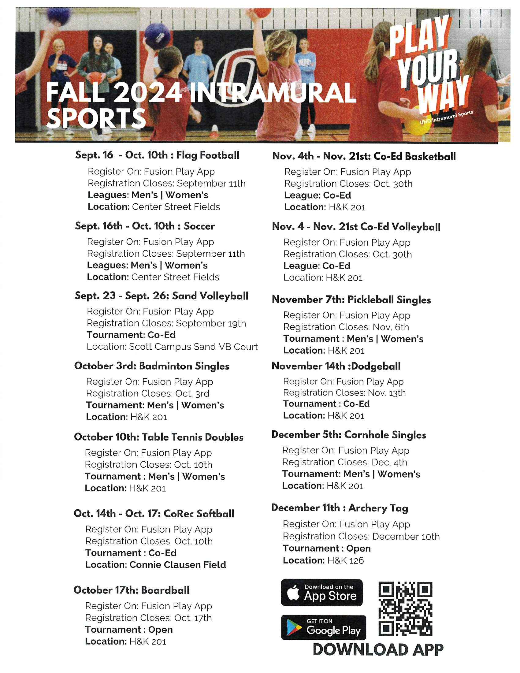 24 fall schedule